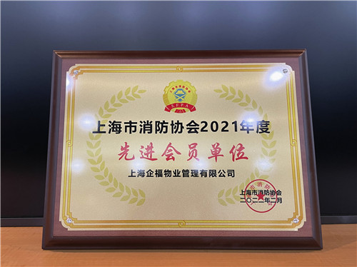 大阳城集团娱乐138官网公司荣获“上海市消防协会2021年度先进会员单位”